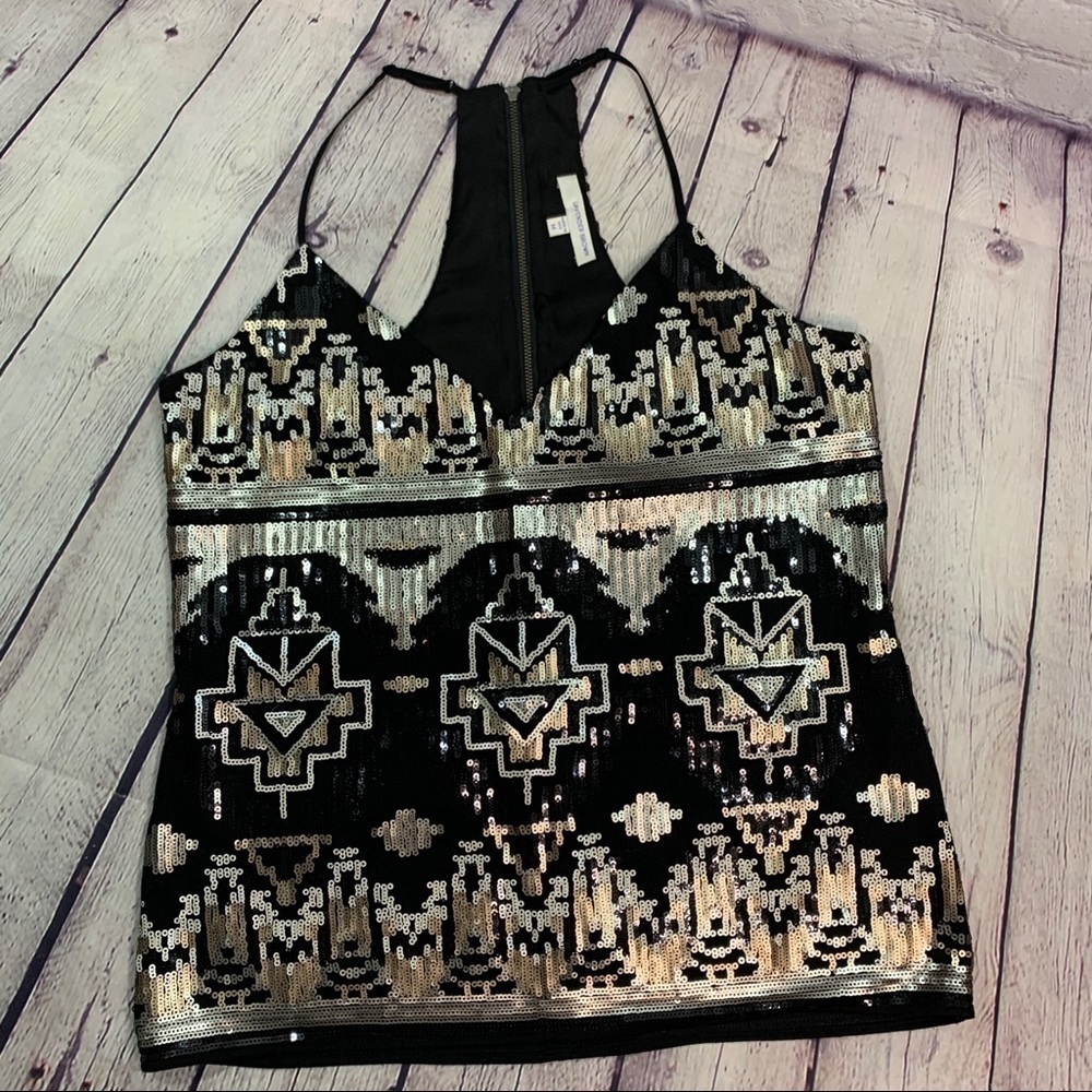 Lavender Brown Sequined Tank Top Medium